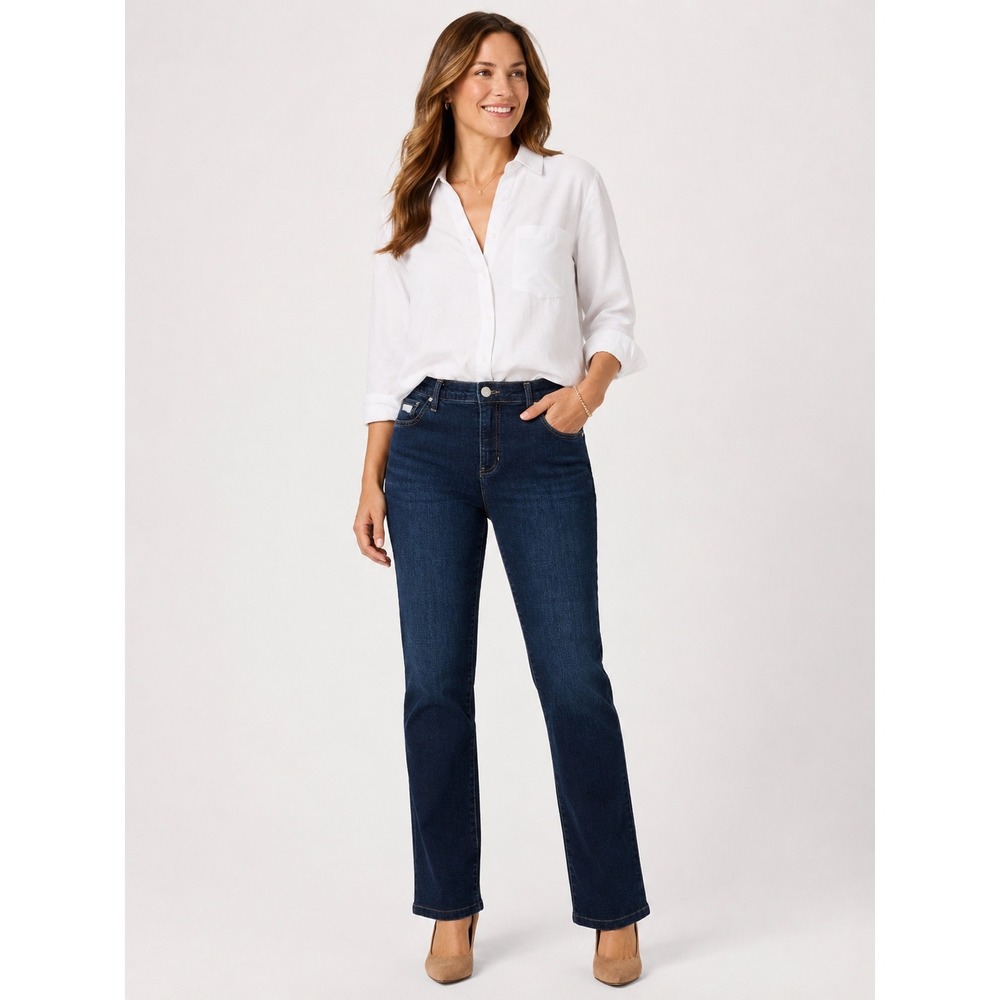 JAG Carter Girlfriend Jeans Dark Wash Straight Leg Minimalist Blue Denim 14/26